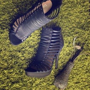 🚫Sold🚫 Bar lll BLUE Studded Open Toe Stilettos